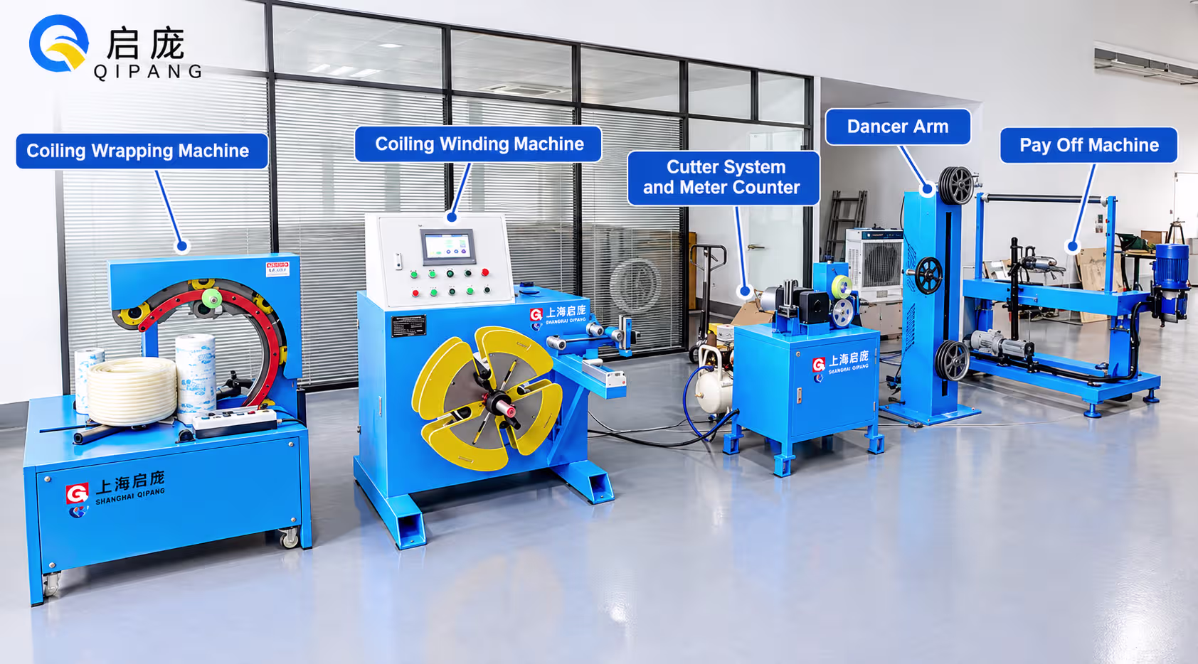 coiling wrapping machine for cable and wire
